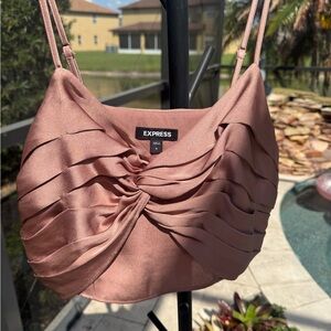 Express Mauve Satin Ruched Shoulder Bag